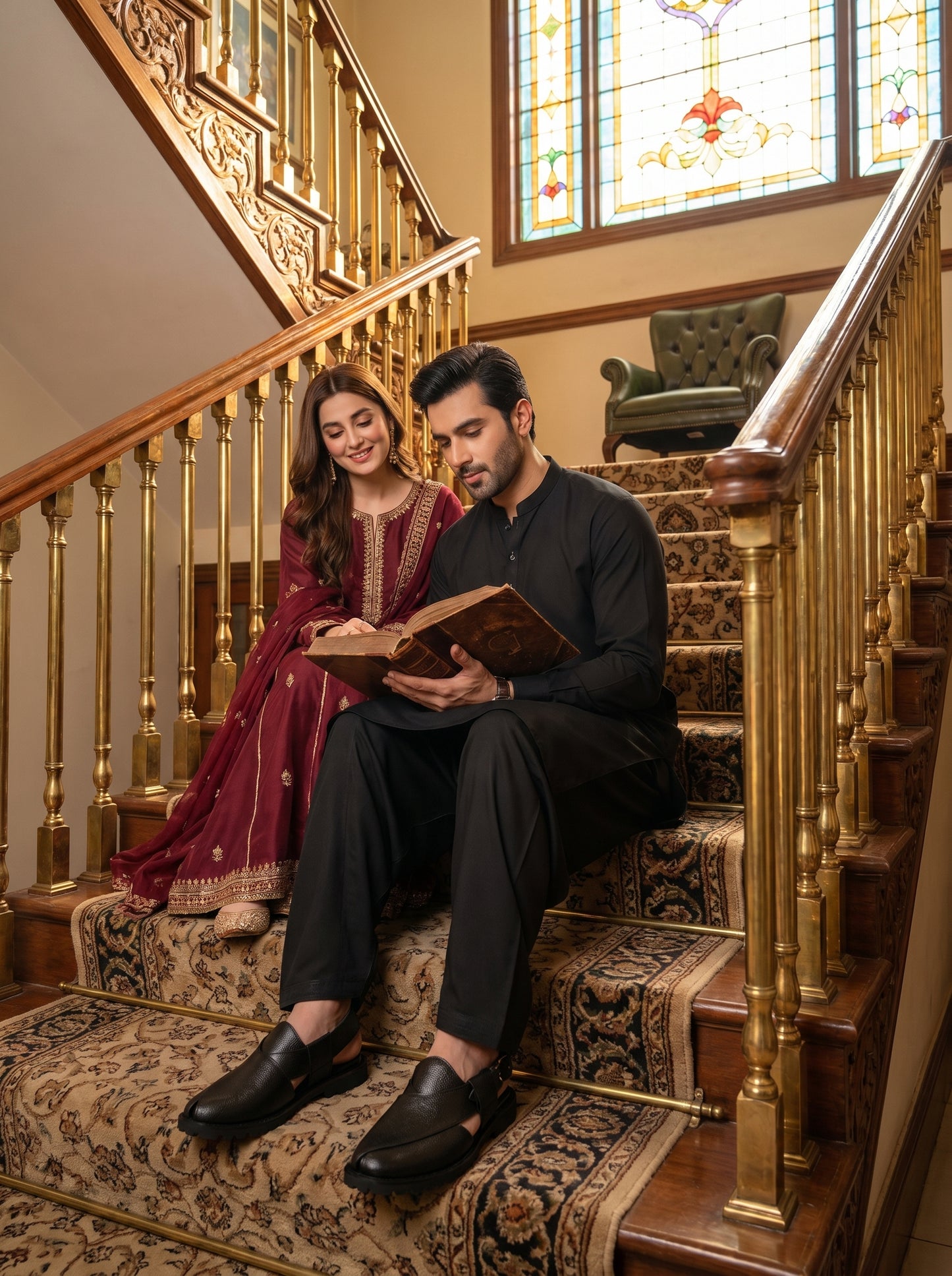 Premium Black Leather Peshawari Chappal
