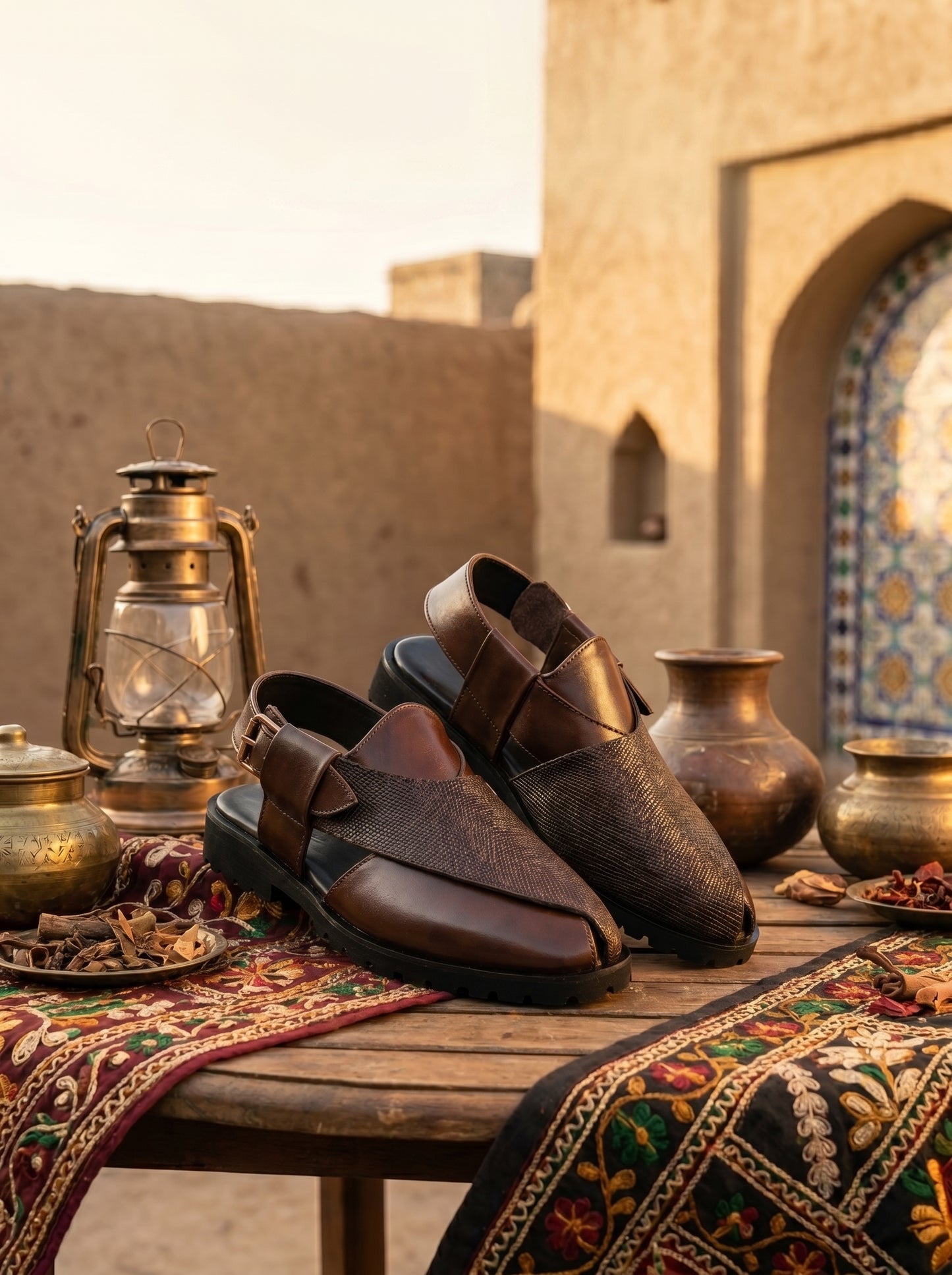 Rustic Ember Peshawari Chappal