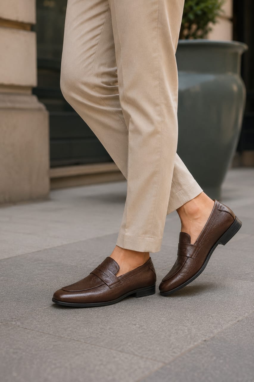Classic Brown Leather Penny Loafers