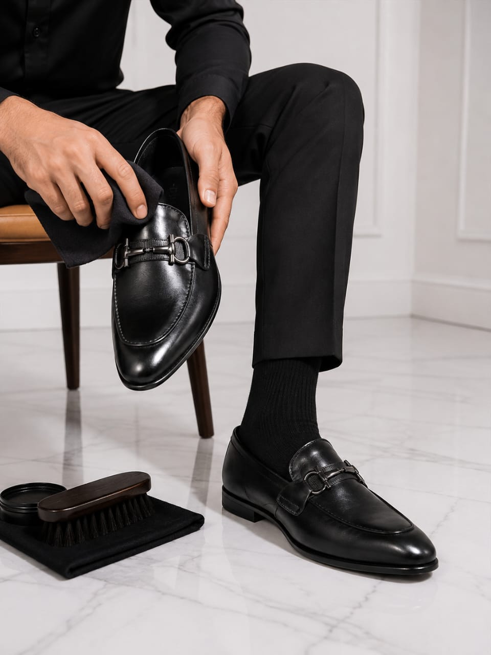Royal gunmetal leather loafer