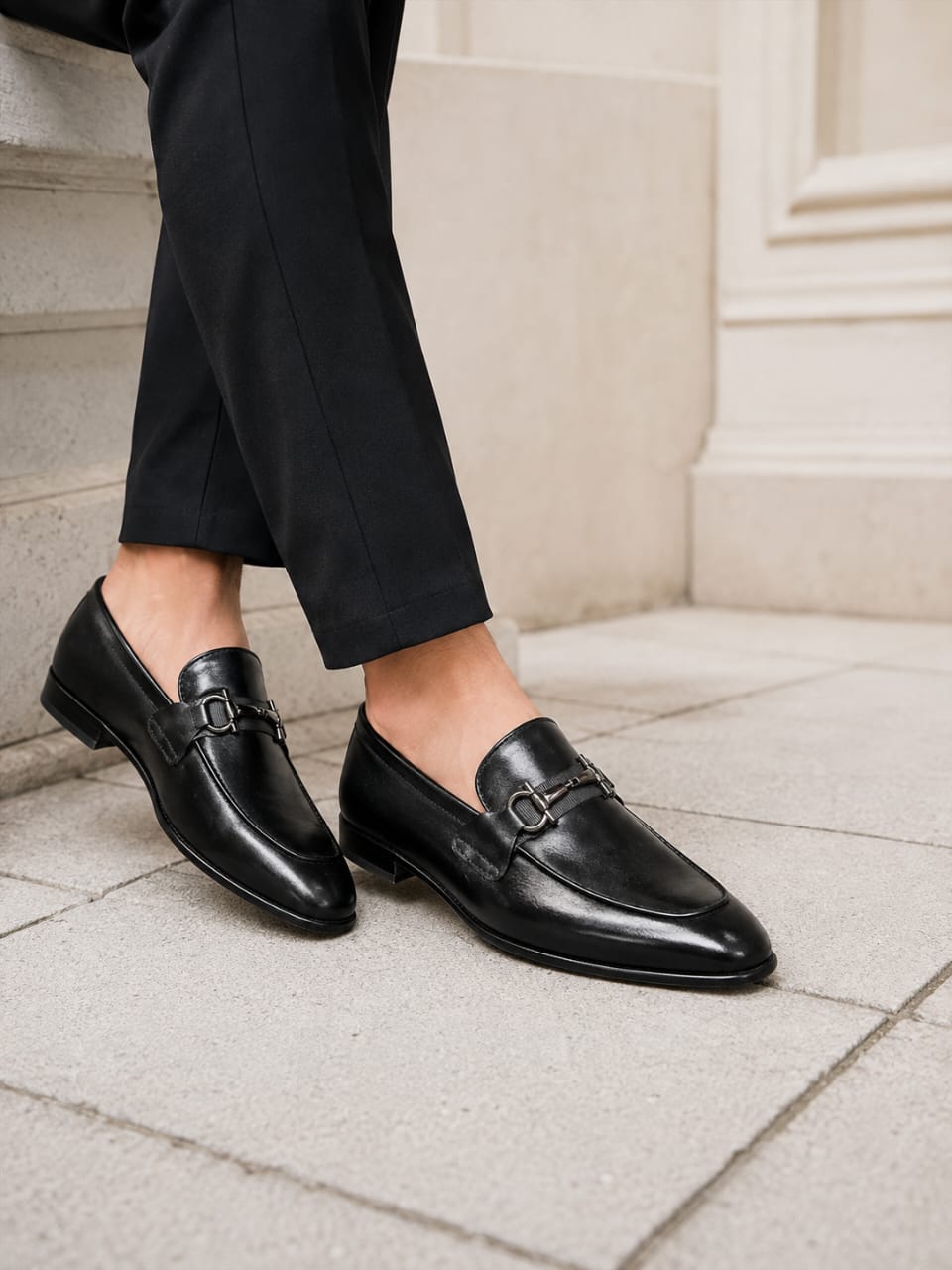 Royal gunmetal leather loafer