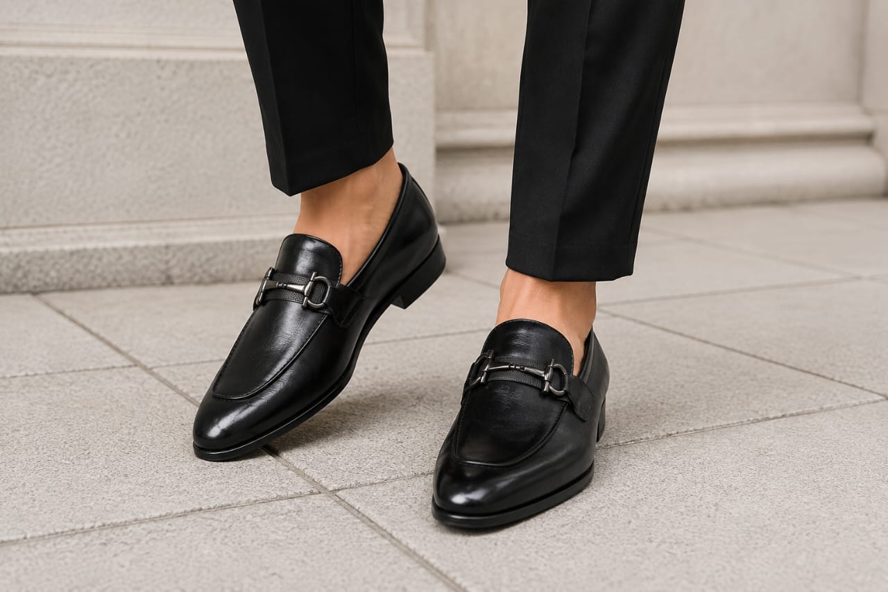 Royal gunmetal leather loafer