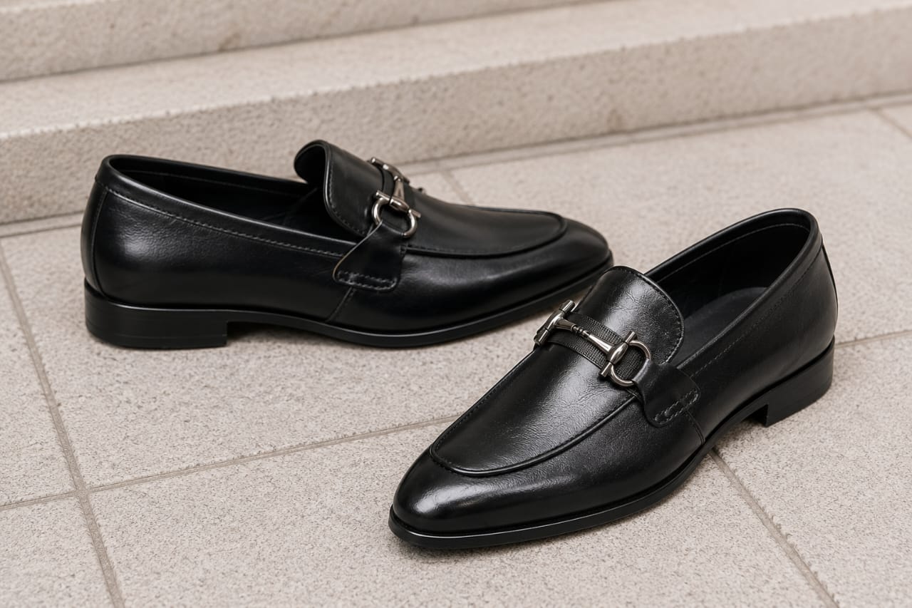 Royal gunmetal leather loafer