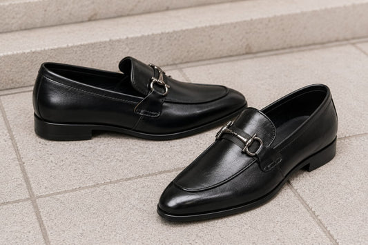 Royal gunmetal leather loafer